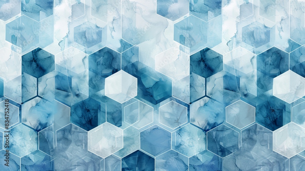 Poster abstract blue and white hexagonal geometric pattern background, perfect for digital design and moder