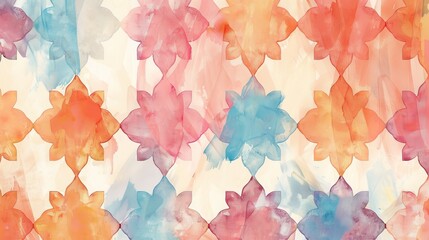 Abstract watercolor floral pattern in warm pastel colors, creating a soft and delicate artistic background for various creative uses.
