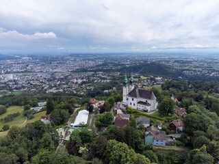 Fototapeta premium The church on Mount Pöstlingberg in Linz Urfahr in Upper Austria