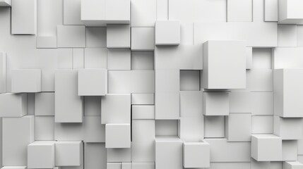abstract 3d square white technology communication concept background. Random shifted white cube square boxes block background wallpaper banner with copy space