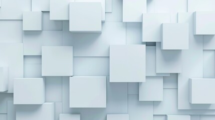 abstract 3d square white technology communication concept background. Random shifted white cube square boxes block background wallpaper banner with copy space