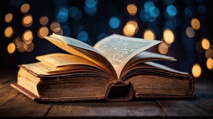open magical old book. open book with magical glow