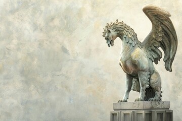 Fototapeta premium Hippogriff statue, space for text