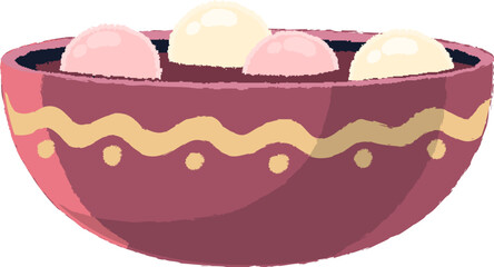 Bowl of Rice Ball Sweet Red Bean Soup