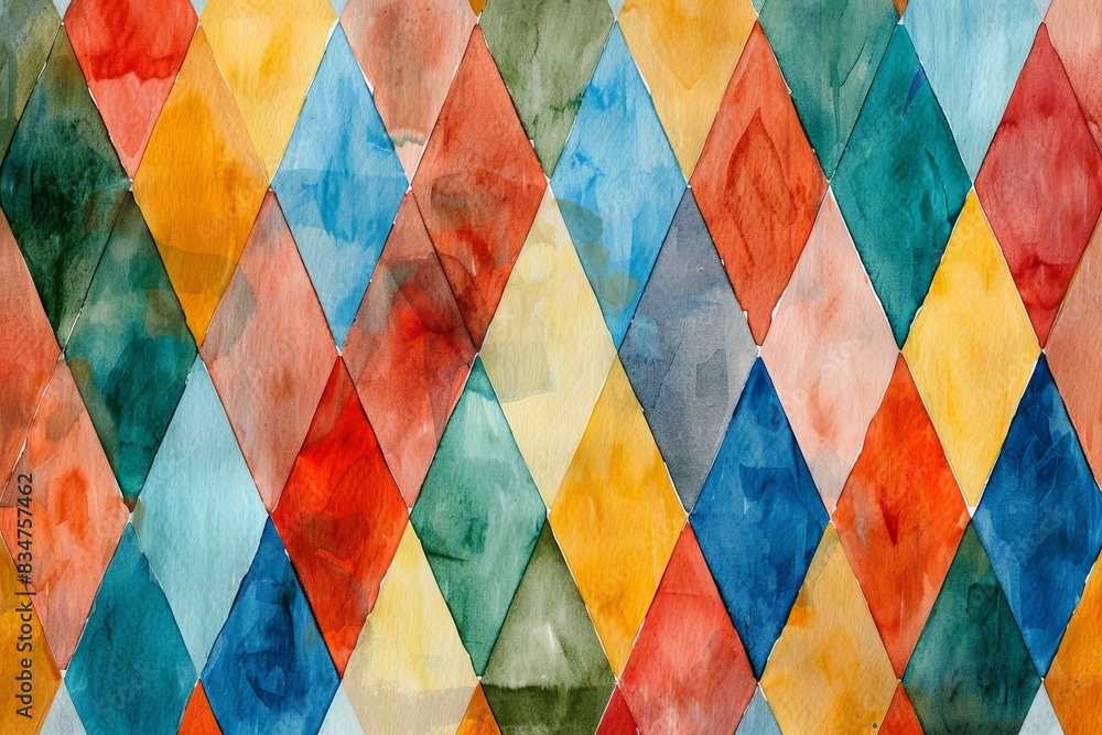 Poster colorful abstract pattern with vibrant diamond shapes in a watercolor texture. perfect for backgroun
