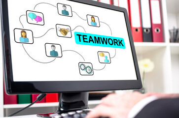 Teamwork concept on a computer screen