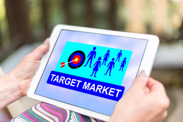 Target market concept on a tablet