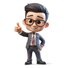 3d cute young businessman character