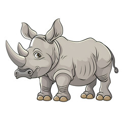 Fototapeta premium PNG cartoon clipart drawing of a rhino on an isolated transparent background