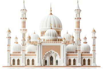 Obraz premium white and brown luxury architecture design of islamic mosque isolated on white background 