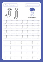Letter J Tracing Worksheet. Writing Practice Worksheet