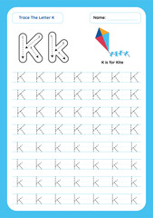 Letter K Tracing Worksheet. Writing Practice Worksheet