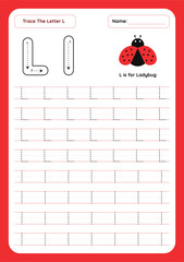 Letter L Tracing Worksheet. Writing Practice Worksheet