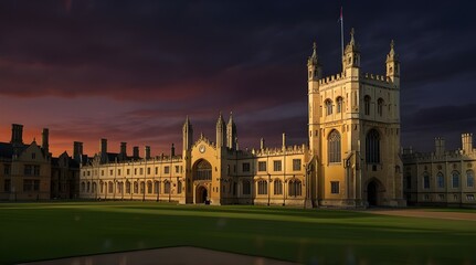 Obraz premium The old library and clock tower in Cambridge England.generative.ai