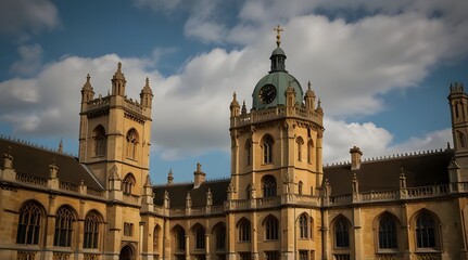 Fototapeta premium The old library and clock tower in Cambridge England.generative.ai