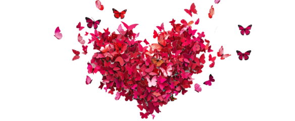 heart made With Pink end Red butterflies confettis .love and Val