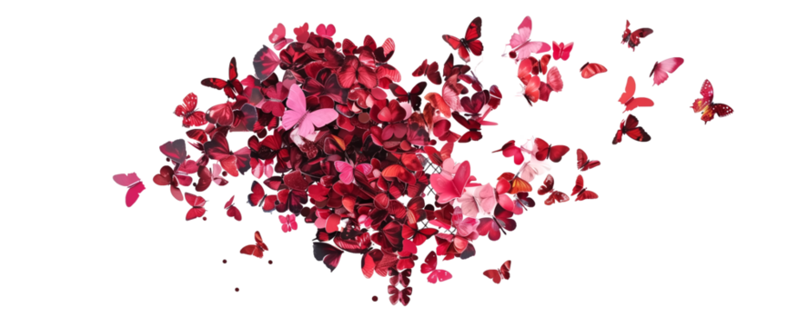 heart made With Pink end Red butterflies confettis .love and Val