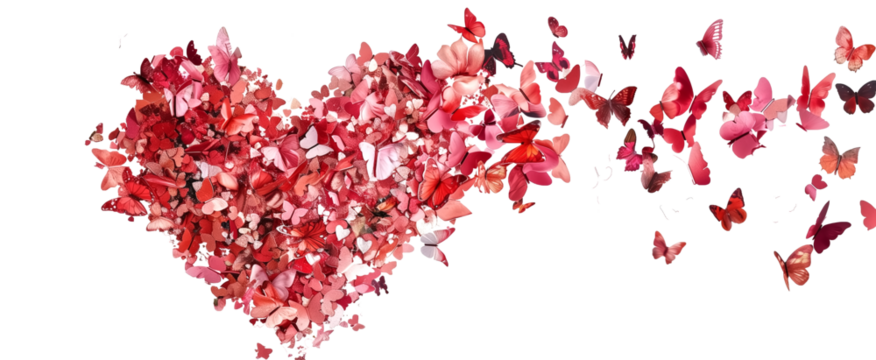 heart made With Pink end Red butterflies confettis .love and Val