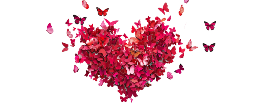 heart made With Pink end Red butterflies confettis .love and Val
