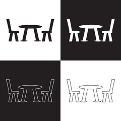 Picnic table vector icon isolated on white and black background. Vector illustration .Picnic table transparency logo design