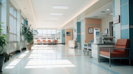 Modern Hospital Reception and Waiting Area with Sunlight