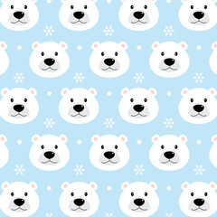 Seamless decorative winter pattern with polar bear. Vector Illustration. Cartoon character design. background. vector illustration, animal cartoon pattern.