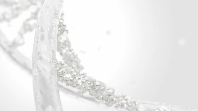 DNA molecule from particles Seamless looping animation. Can be used in education, science or medicine industry background. On white background and GreenScreen, 3D Render.