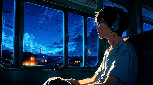 person in the window of a train