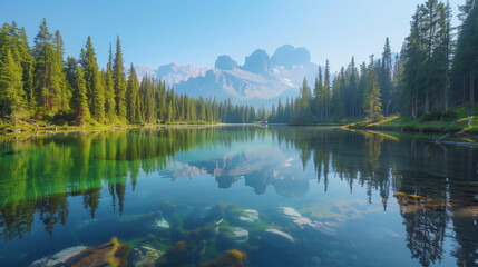 Fototapeta premium Serene Mountain Lake