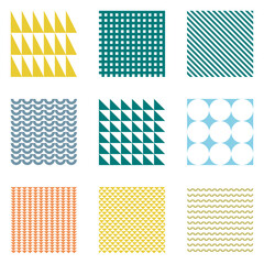 Abstract background with mosaic collection of colorful geometric patterns, illustration vector 