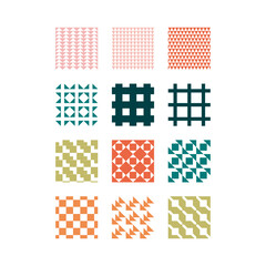 Abstract background with mosaic collection of colorful geometric patterns, illustration vector 