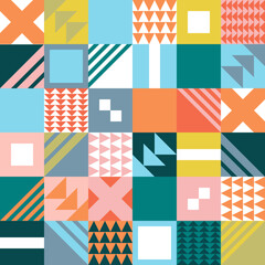 Abstract background with mosaic collection of colorful geometric patterns, illustration vector 