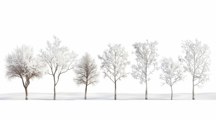 Fototapeta premium Set of Trees covered by snow, in winter times.