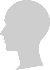 White-Gray Silhouette Head Vector Icon