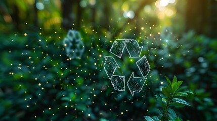 A network of interconnected recycling symbols, promoting the circular economy as a sustainable solution to resource depletion and waste generation.