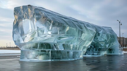 A melting ice sculpture with a hidden message about the urgency of climate action, engaging audiences in thought-provoking environmental art.