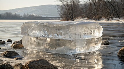 A melting ice sculpture with a hidden message about the urgency of climate action, engaging audiences in thought-provoking environmental art.