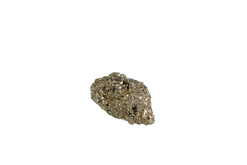 pyrite mineral stone macro on white background