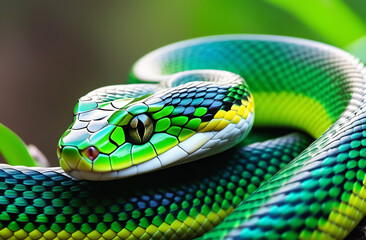 Fototapeta premium Close-up of a venomous Eastern Green snake Mamba (Dendroaspis angusticeps)