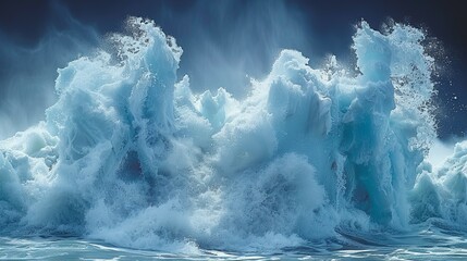 A melting glacier calving into the ocean, capturing the dramatic transformation of polar landscapes due to rising temperatures.