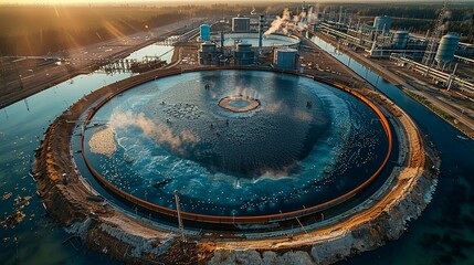 A contaminated industrial site undergoing remediation, showcasing efforts to mitigate pollution and restore degraded environments.