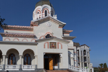 The courtyard of the Monastery of the Holy Martyrs Cosmas and Damian, Partenit, Crimea, Russia. 25.02.2024