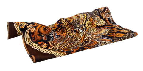 A piece of batik fabric with traditional Indonesian patterns, isolated on transparent background