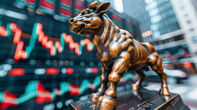 The bull statue is a symbol of strength and power