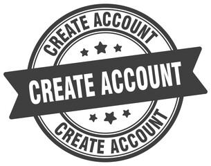 Obraz premium create account stamp. create account label on transparent background. round sign