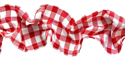 Obraz premium A piece of gingham fabric in red and white checks, isolated on transparent background