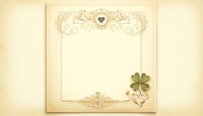 Vintage paper background four-leaf clover invitation