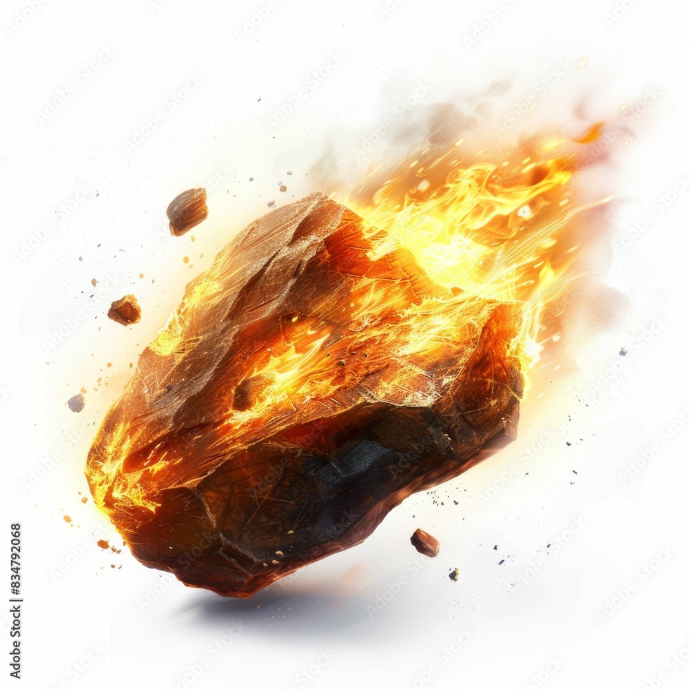 Poster burning meteorite in fiery descent. generative ai