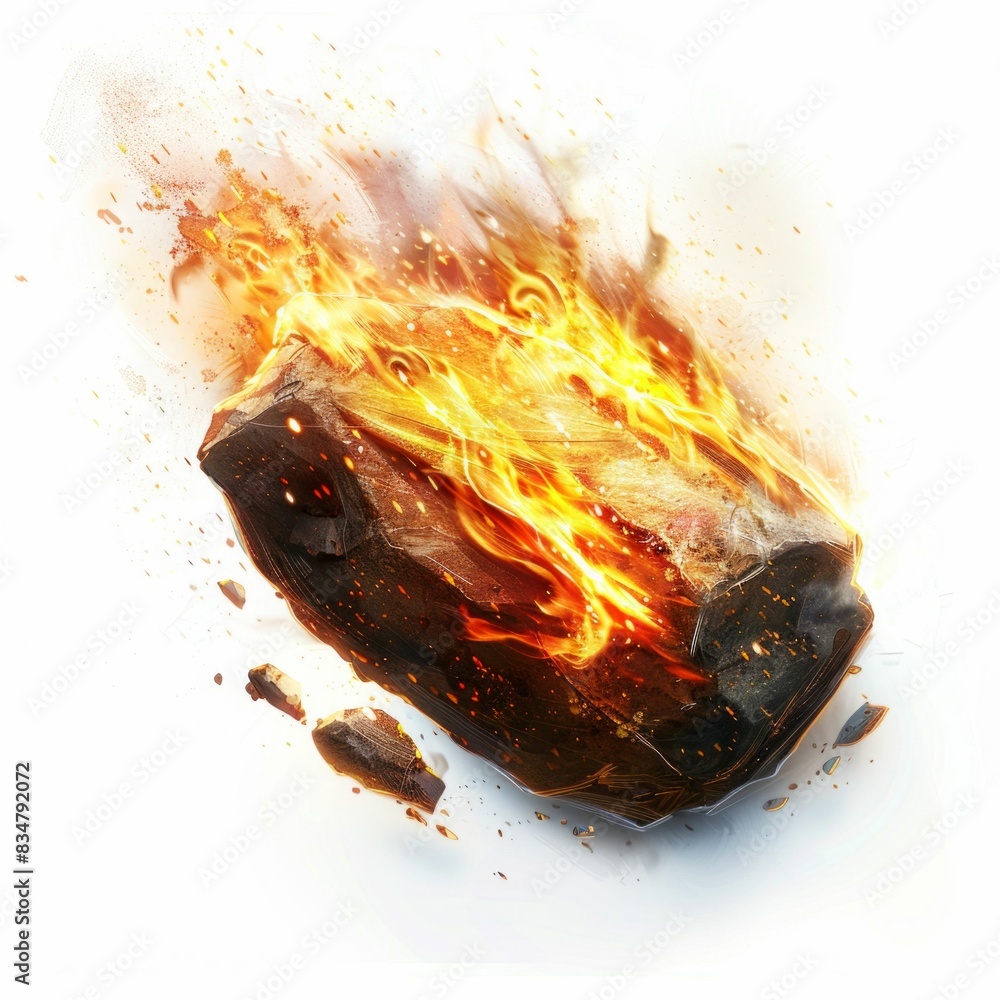 Poster burning meteorite in fiery descent. generative ai