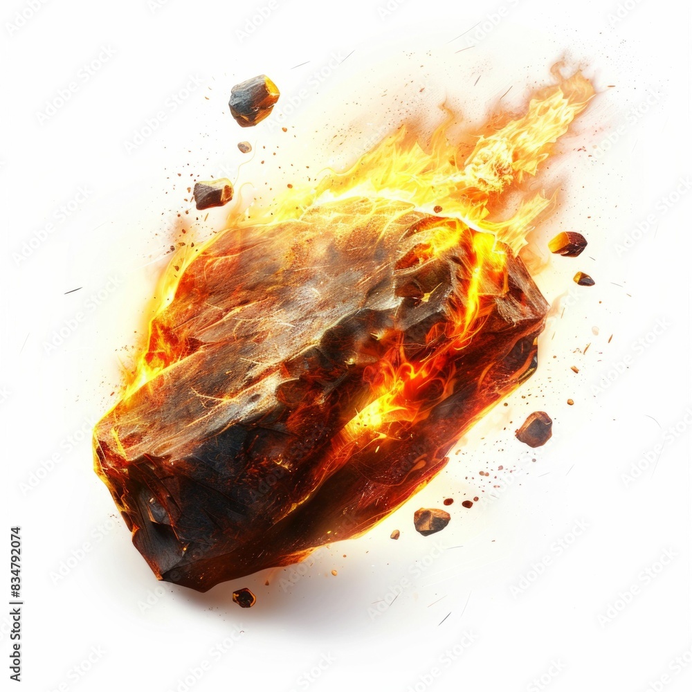 Poster burning meteorite in fiery descent. generative ai